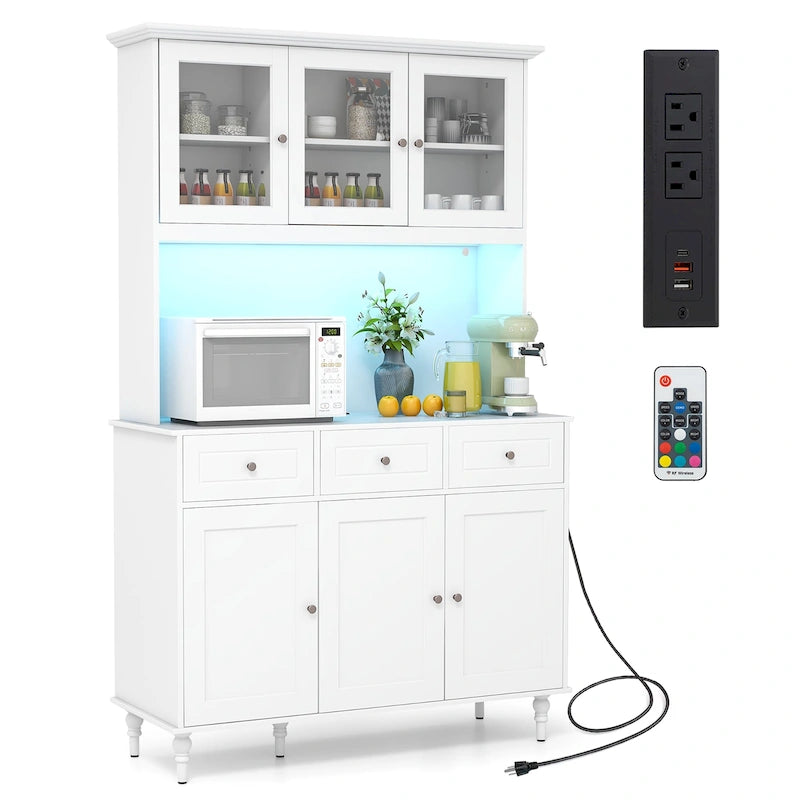 Grand meuble de rangement de cuisine avec lumières LED et
