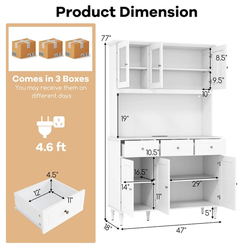 Grand meuble de rangement de cuisine avec lumières LED et