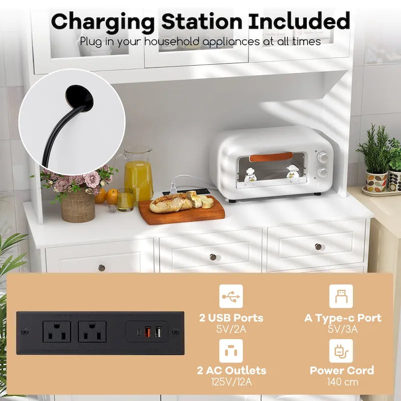Grand meuble de rangement de cuisine avec lumières LED et