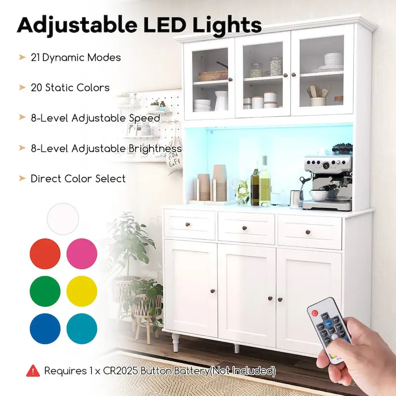 Grand meuble de rangement de cuisine avec lumières LED et