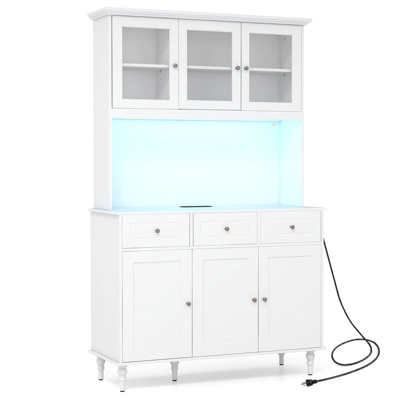 Grand meuble de rangement de cuisine avec lumières LED et