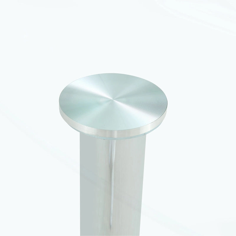 Table à manger circulaire moderne avec plateau en verre élégant et pieds en métal robustes pour divers espaces