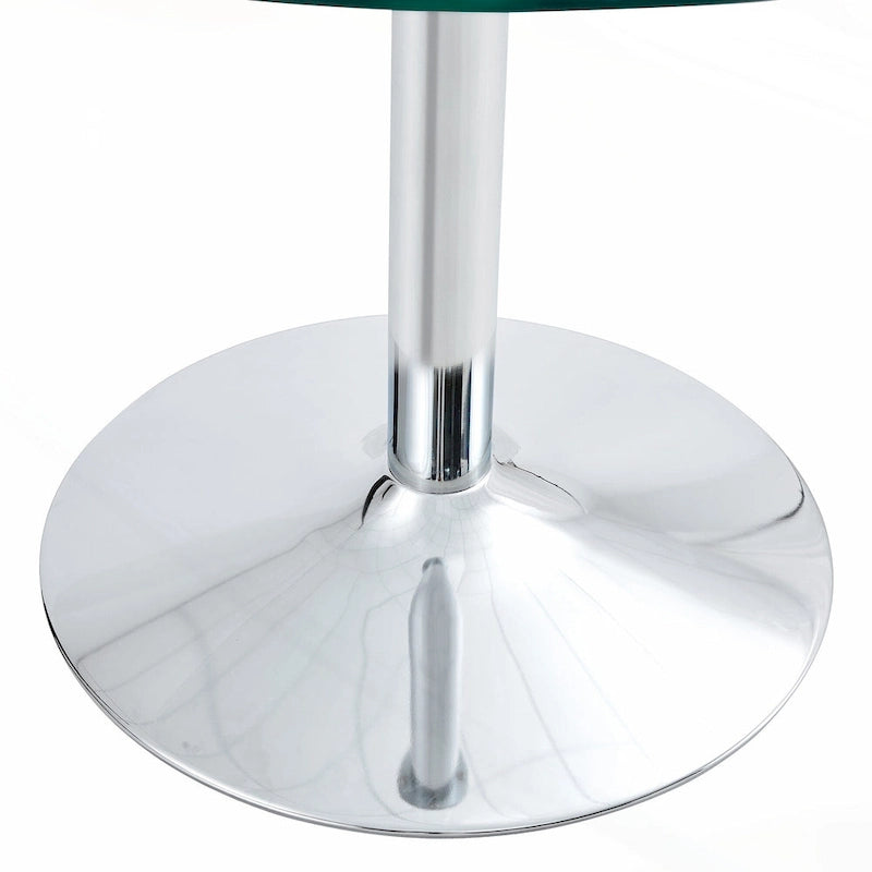 Table à manger circulaire moderne avec plateau en verre élégant et pieds en métal robustes pour divers espaces