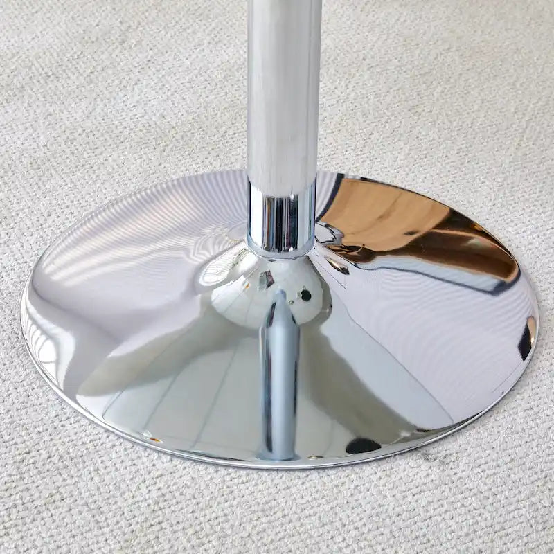 Table à manger circulaire moderne avec plateau en verre élégant et pieds en métal robustes pour divers espaces