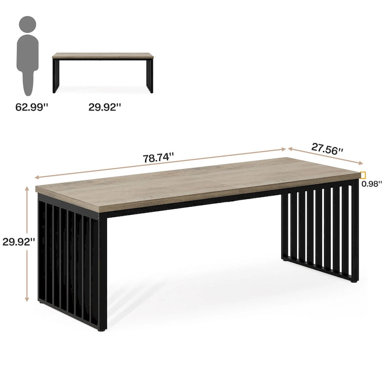Bureau informatique 2 personnes de 199,9 cm, bureau exécutif en bois pour bureau à domicile