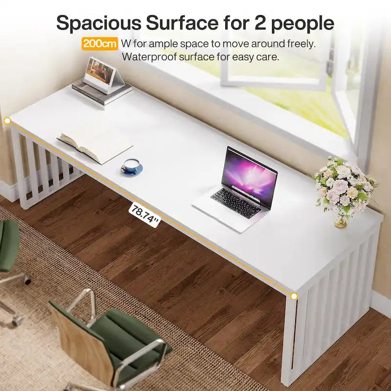 Bureau informatique 2 personnes de 199,9 cm, bureau exécutif en bois pour bureau à domicile