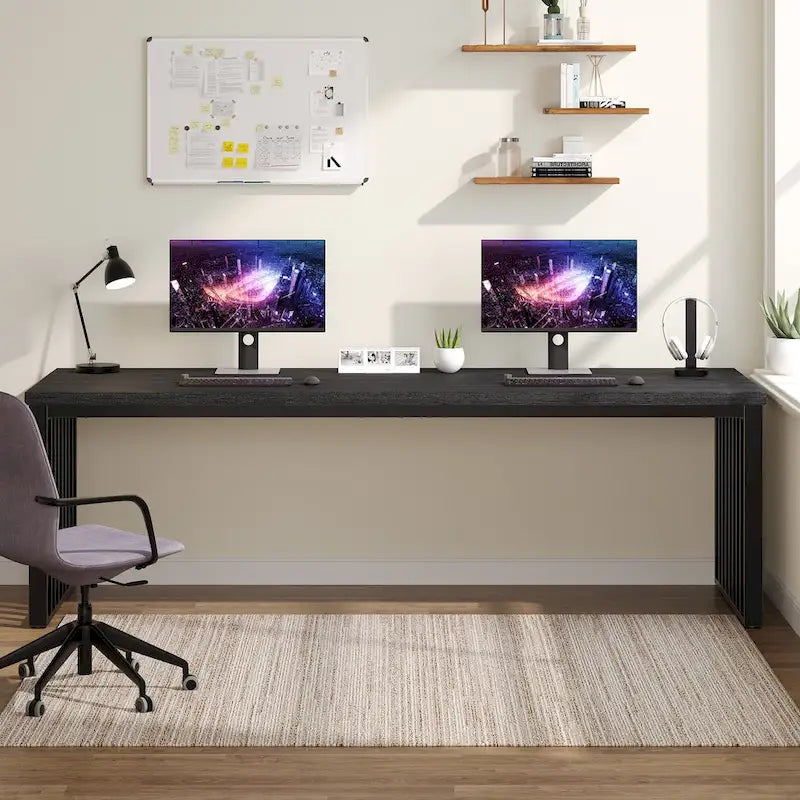 Bureau informatique 2 personnes de 199,9 cm, bureau exécutif en bois pour bureau à domicile