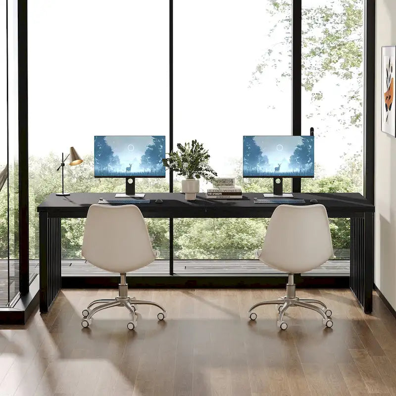 Bureau informatique 2 personnes de 199,9 cm, bureau exécutif en bois pour bureau à domicile