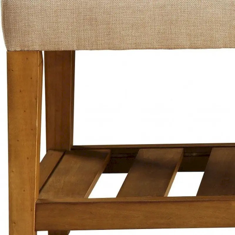 Banc en polyester beige et marron rembourré avec étagères