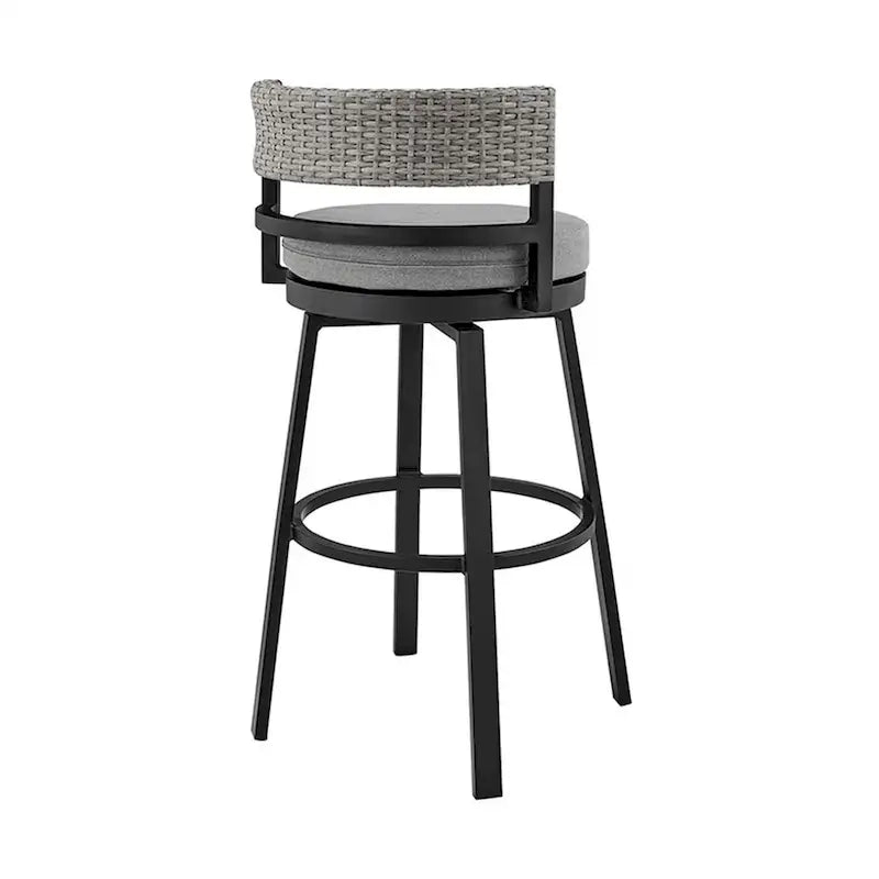 30 Inch Modern Outdoor Patio Swivel Bar Stool, Aluminum, Gray, Black