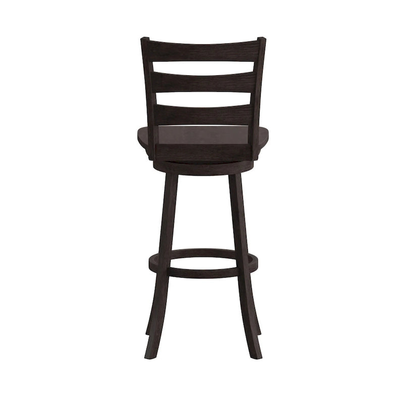 Tabouret de bar pivotant en bois avec dossier à barreaux et repose-pieds