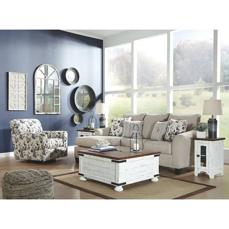Table d'appoint de fauteuil - Blanc/Marron
