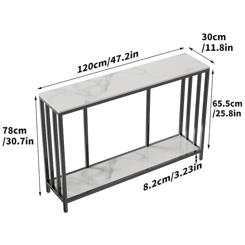 2 Tier Modern Console Table Heavy Duty Sintered Stone