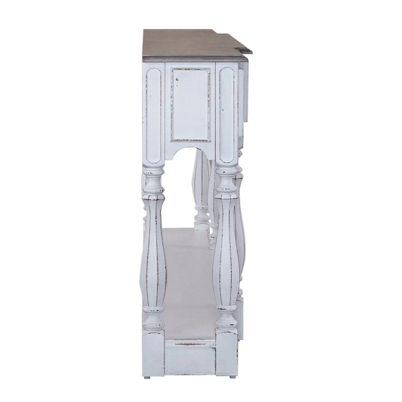 Antique White & Weathered Bark 72 Inch Hall Console Table