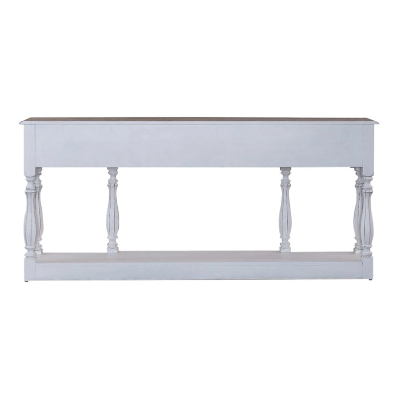 Antique White & Weathered Bark 72 Inch Hall Console Table