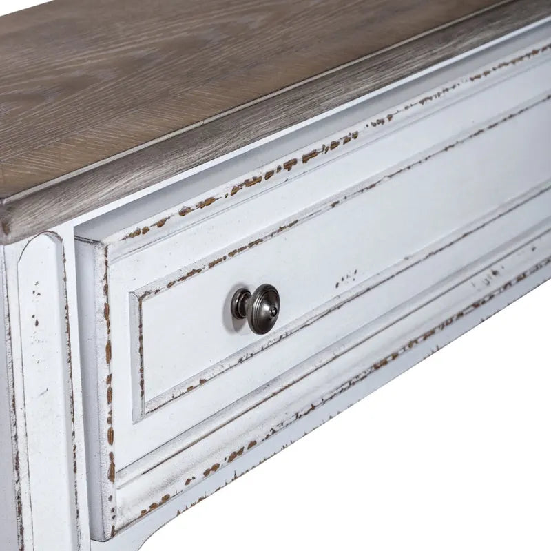 Antique White & Weathered Bark 72 Inch Hall Console Table