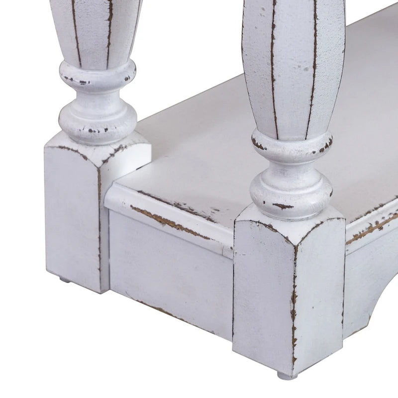 Antique White & Weathered Bark 72 Inch Hall Console Table