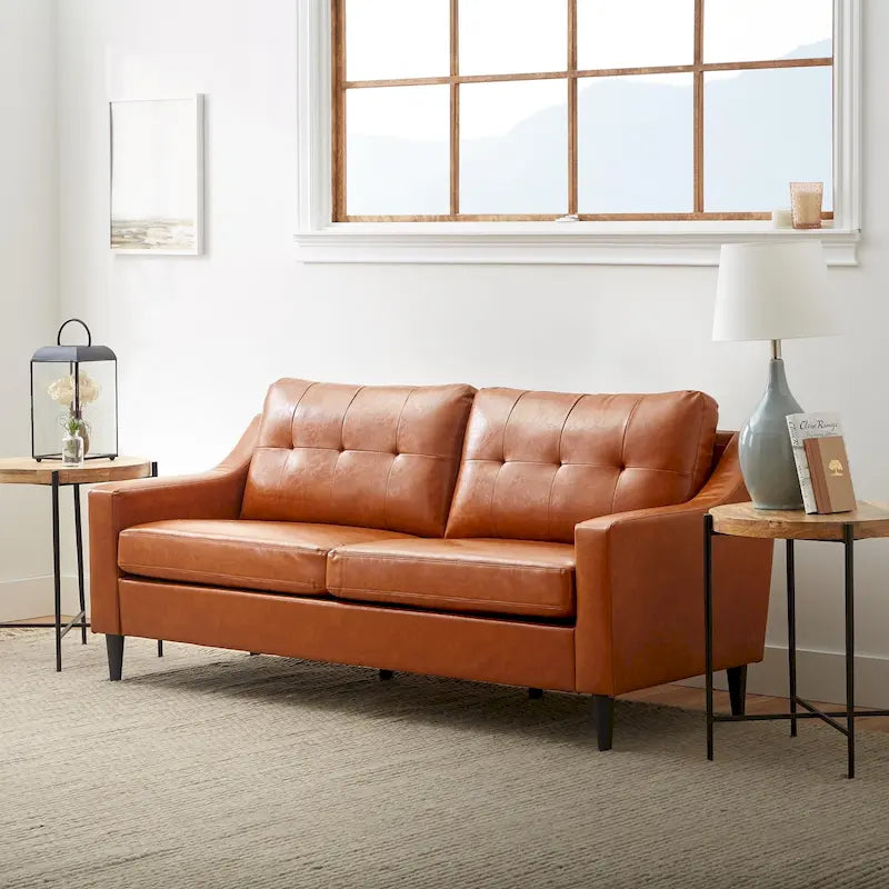 Upholstered Scooped Arm Sofa