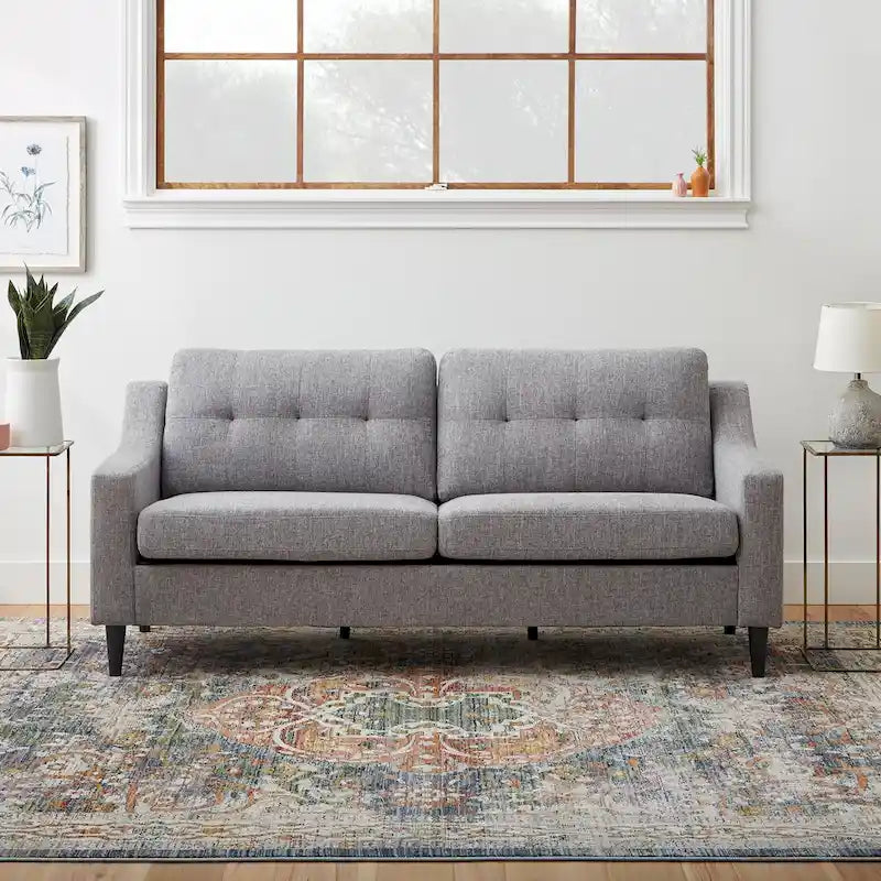 Upholstered Scooped Arm Sofa