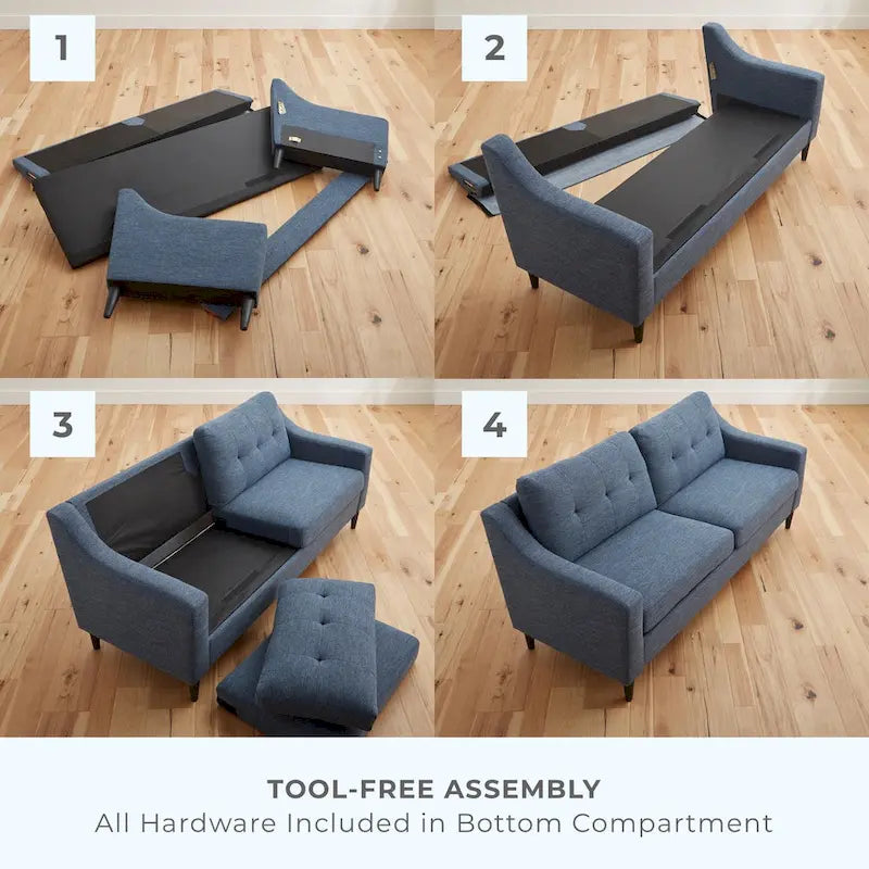Upholstered Scooped Arm Sofa