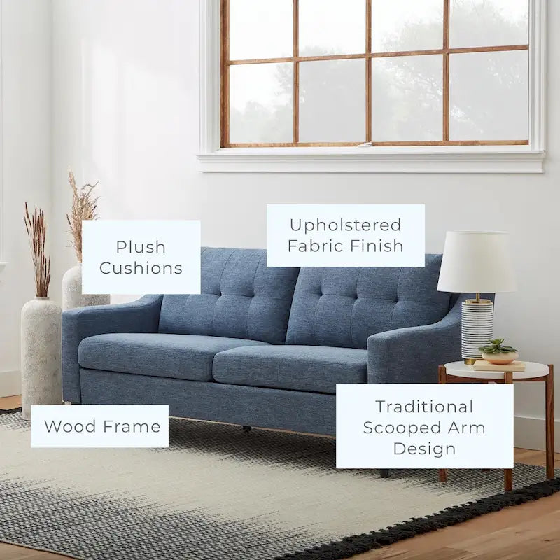 Upholstered Scooped Arm Sofa