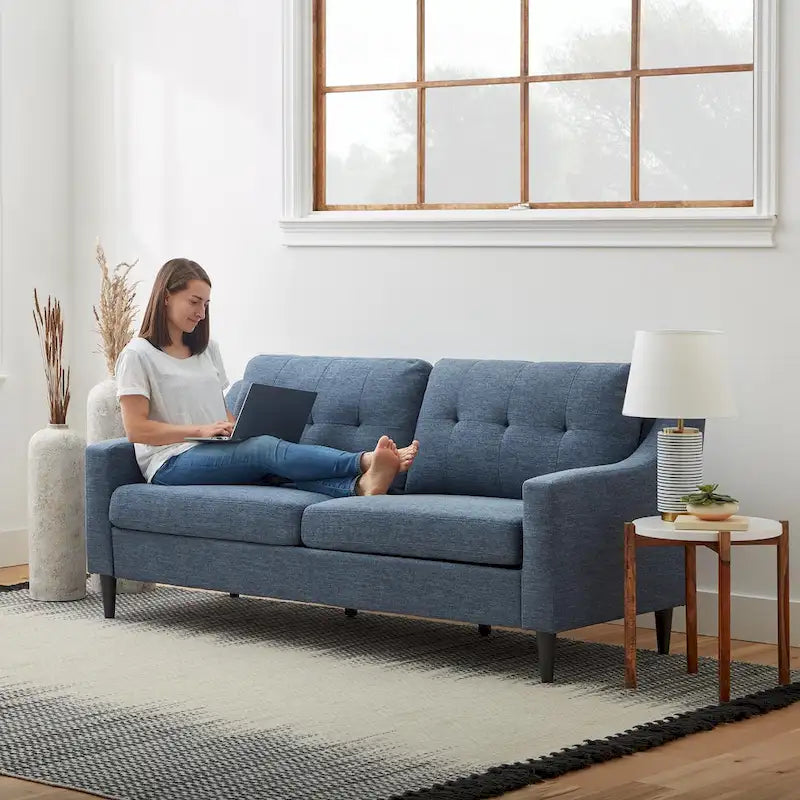 Upholstered Scooped Arm Sofa