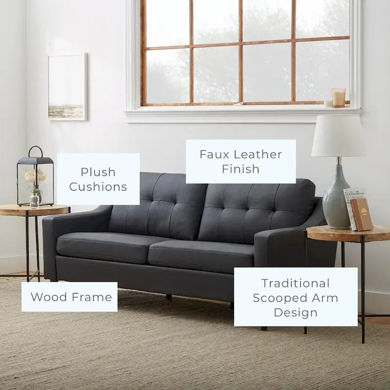 Upholstered Scooped Arm Sofa