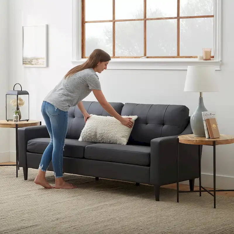 Upholstered Scooped Arm Sofa