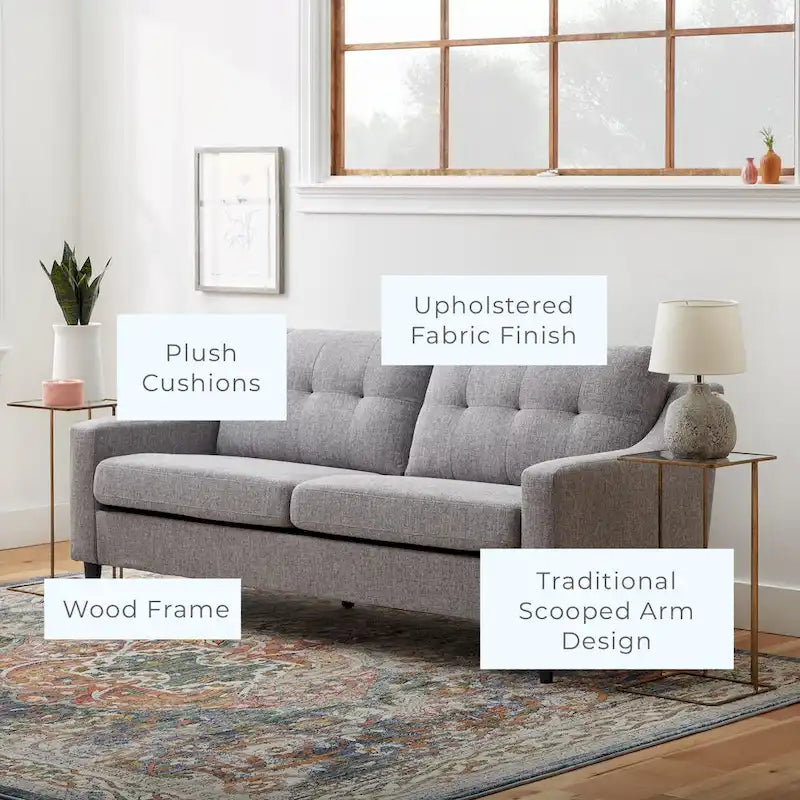 Upholstered Scooped Arm Sofa