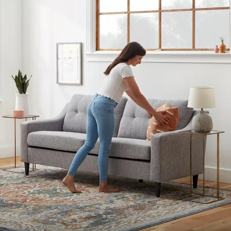 Upholstered Scooped Arm Sofa