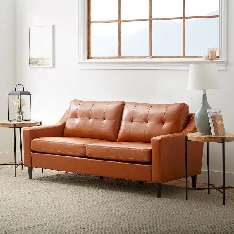 Upholstered Scooped Arm Sofa