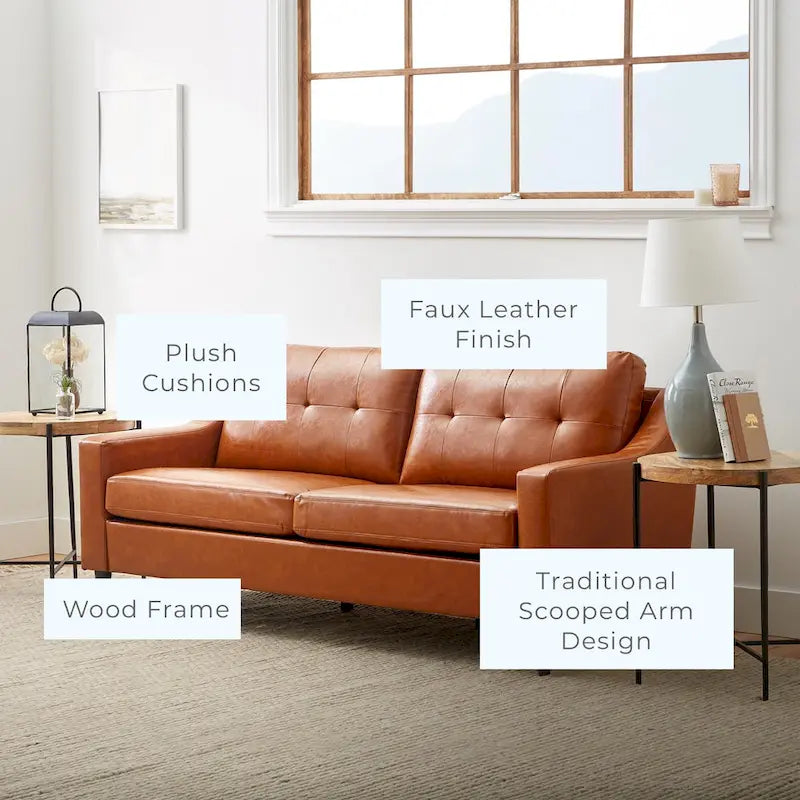 Upholstered Scooped Arm Sofa