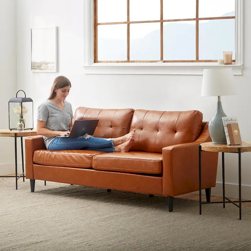 Upholstered Scooped Arm Sofa