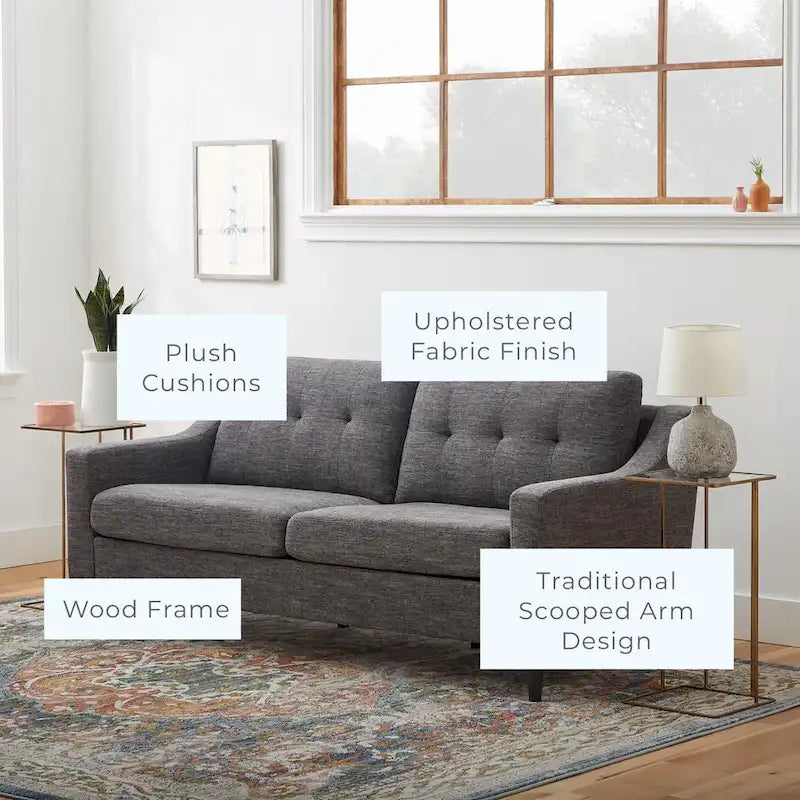 Upholstered Scooped Arm Sofa
