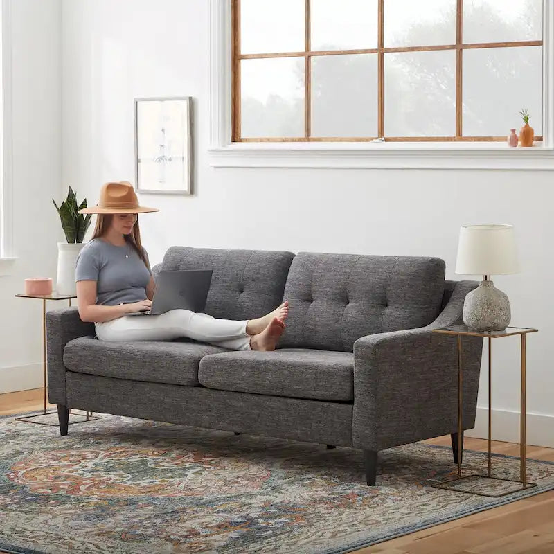 Upholstered Scooped Arm Sofa