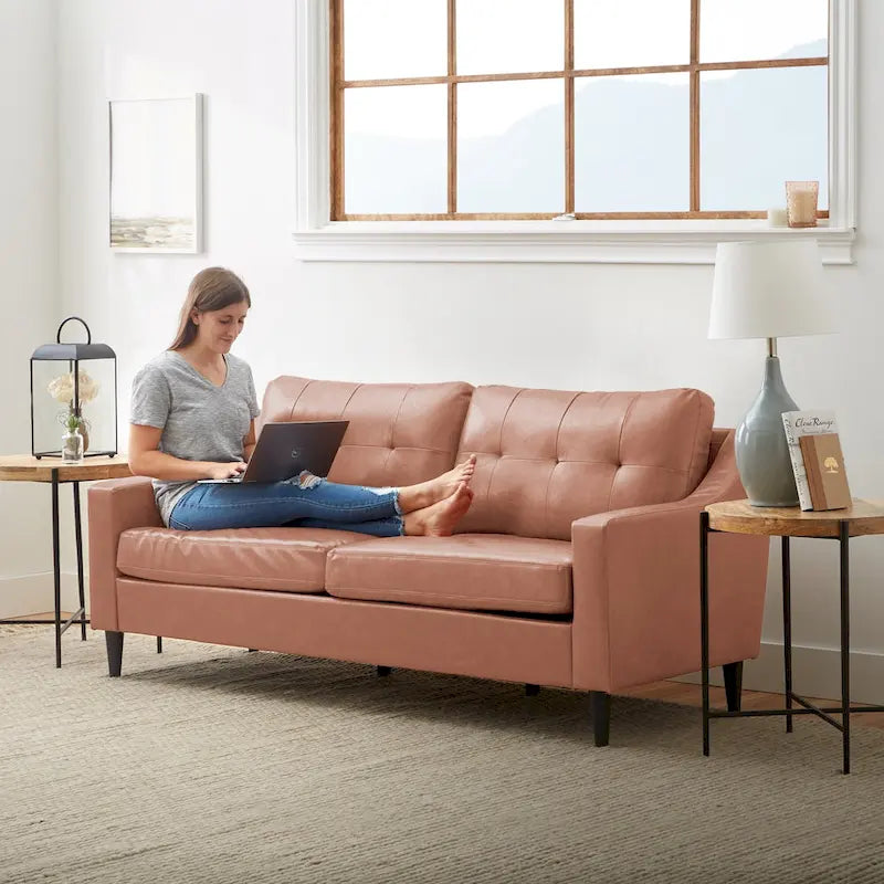 Upholstered Scooped Arm Sofa