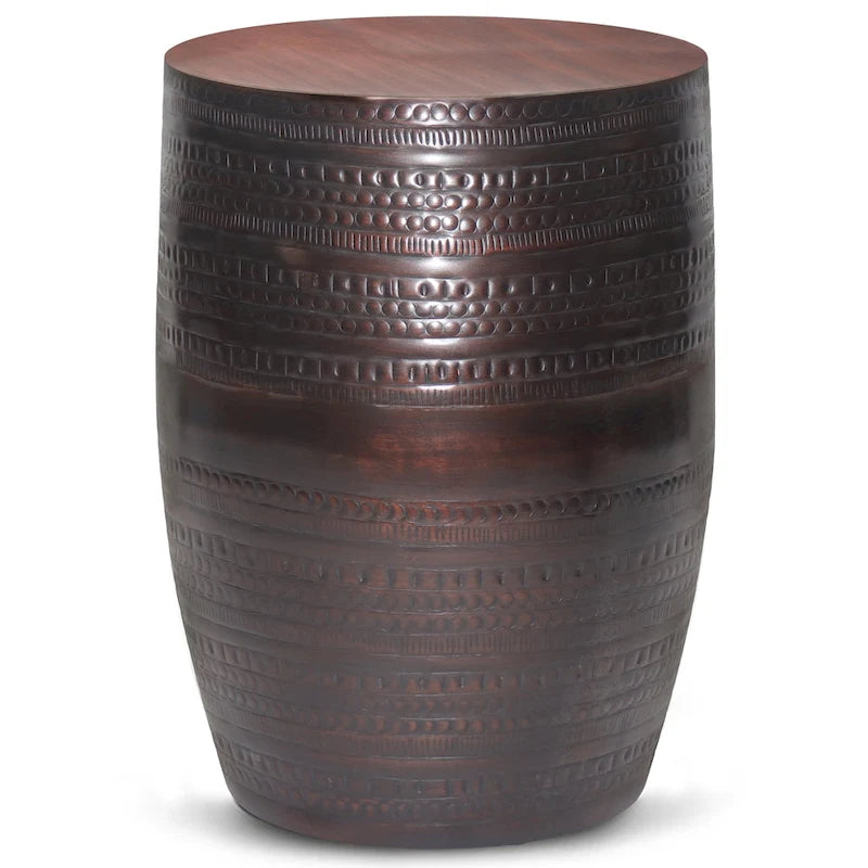 15 Wide Tribal Pattern Metal Accent Table & Assembled - 15w x 15 d x 20 h