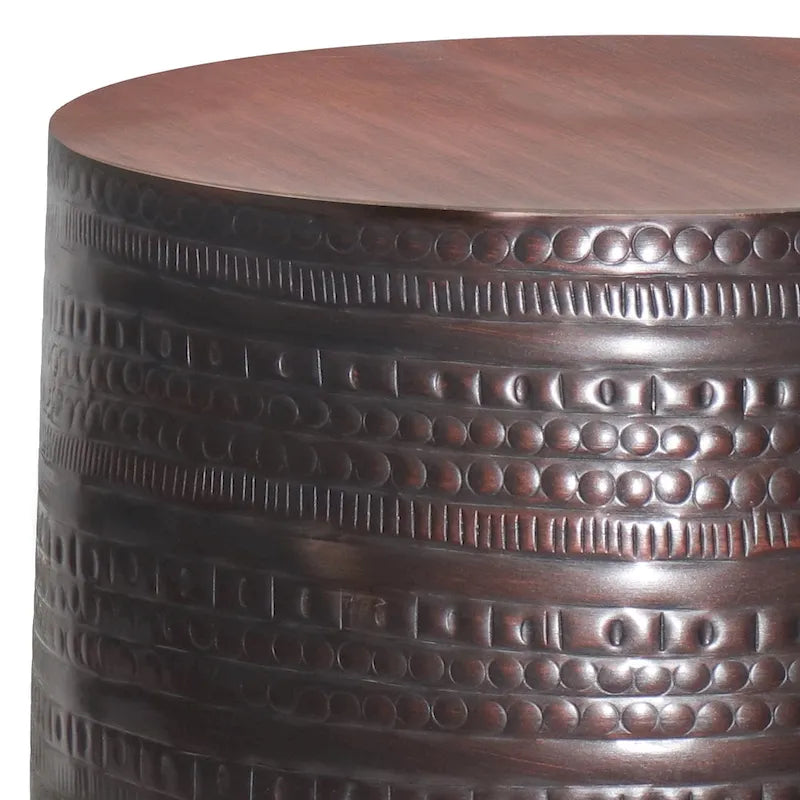 15 Wide Tribal Pattern Metal Accent Table & Assembled - 15w x 15 d x 20 h