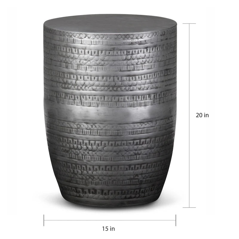 15 Wide Tribal Pattern Metal Accent Table & Assembled - 15w x 15 d x 20 h