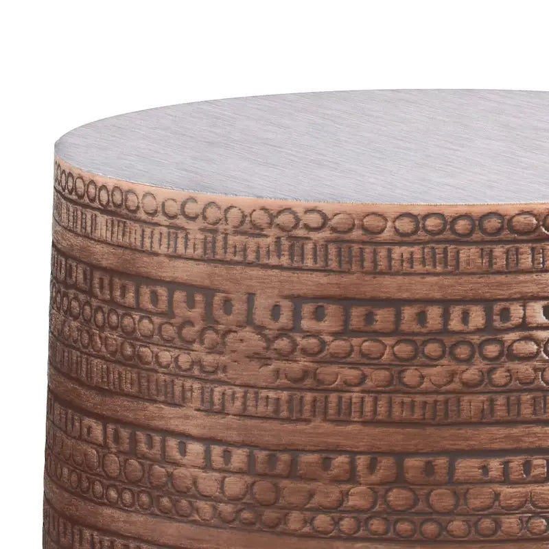 15 Wide Tribal Pattern Metal Accent Table & Assembled - 15w x 15 d x 20 h
