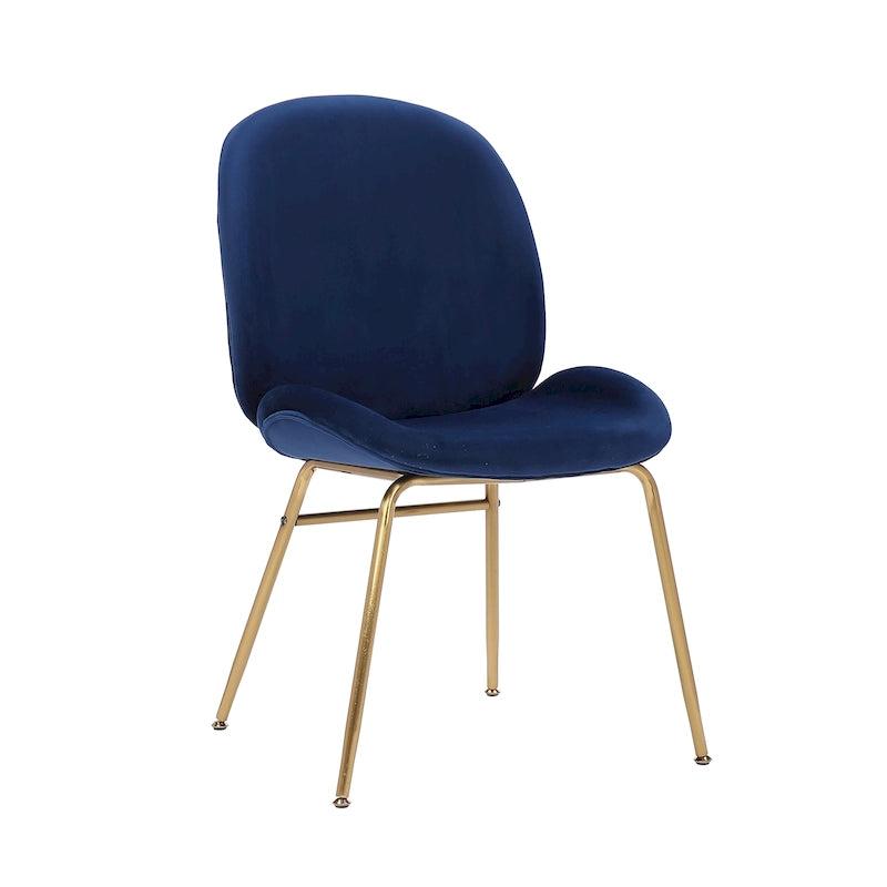 Chaise de salle à manger en velours avec pieds dorés