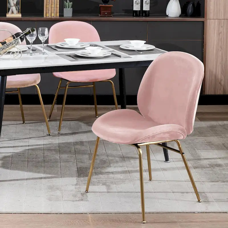 Chaise de salle à manger en velours avec pieds dorés