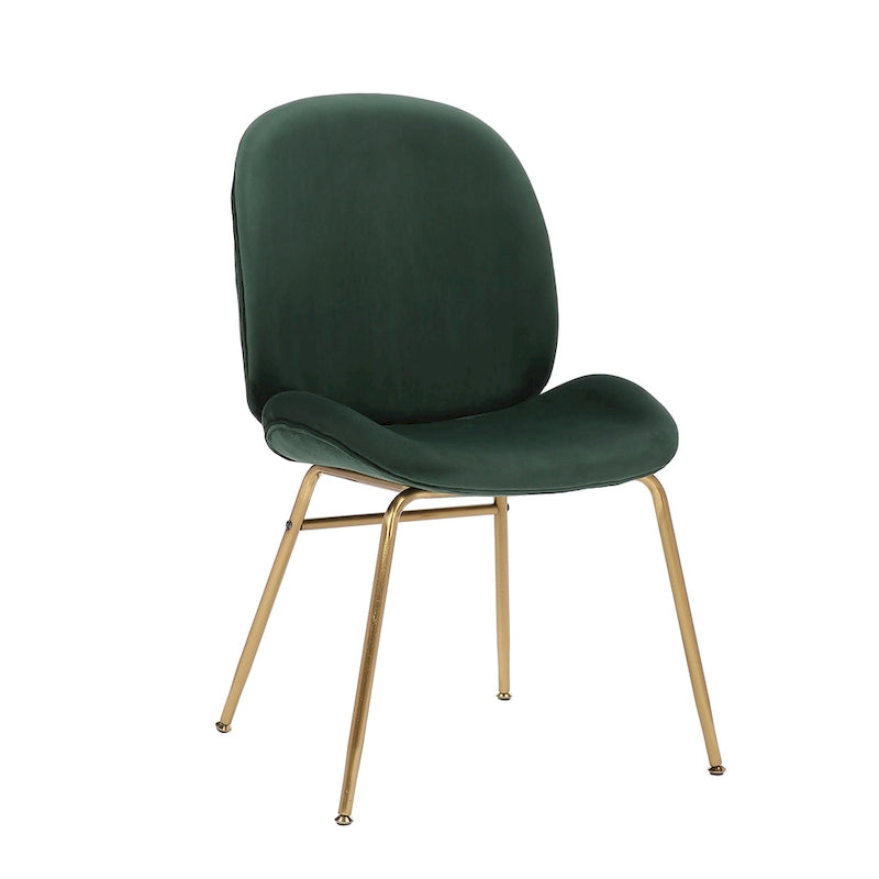 Chaise de salle à manger en velours avec pieds dorés