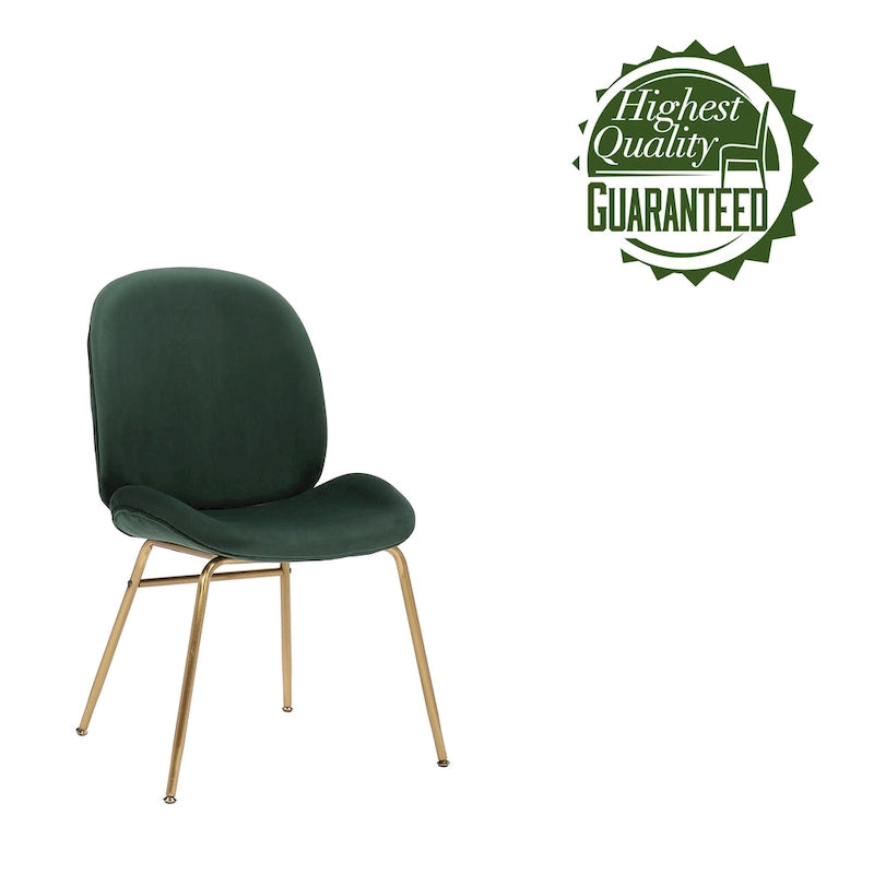 Chaise de salle à manger en velours avec pieds dorés