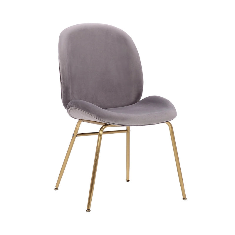 Chaise de salle à manger en velours avec pieds dorés