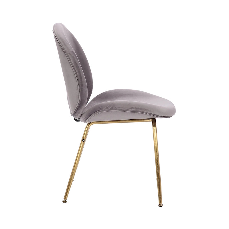 Chaise de salle à manger en velours avec pieds dorés