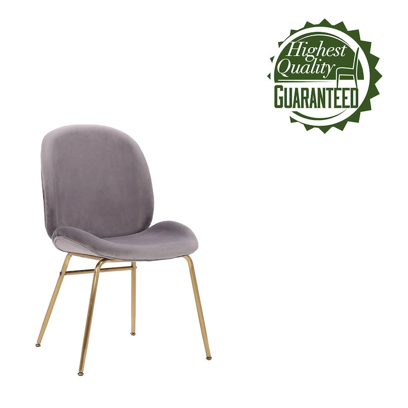 Chaise de salle à manger en velours avec pieds dorés