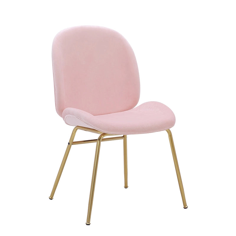 Chaise de salle à manger en velours avec pieds dorés