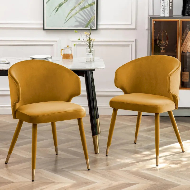 Chaises de salle à manger en velours avec bordure dorée, lot de 2