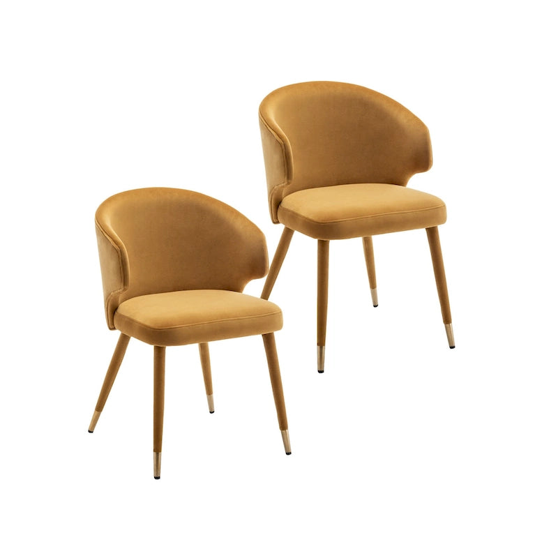 Chaises de salle à manger en velours avec bordure dorée, lot de 2